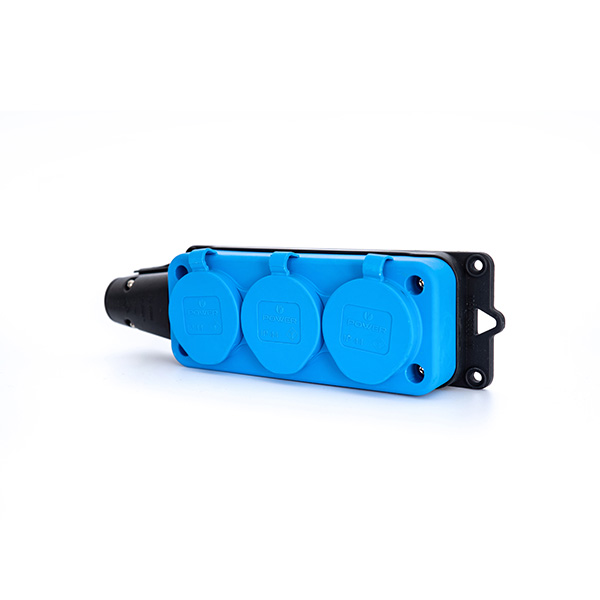PWC163VRB Power Solid contactdoos 3-voudig rubber randaarde IP44 blauw/zwart
